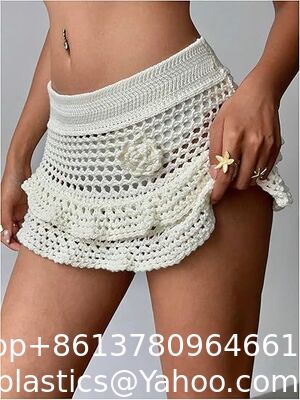 Women'S Crochet Cover Up Skirt High Waist Drawstring Knit Swimsuits Boho Swim Skirts Beach Cover Up,Drawstring Colorful Crochet Shorts for Women,Cute Summer Bottoms Rave Festival supplier