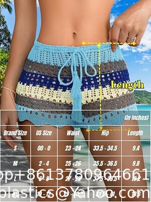 Women'S Crochet Cover Up Skirt High Waist Drawstring Knit Swimsuits Boho Swim Skirts Beach Cover Up,Drawstring Colorful Crochet Shorts for Women,Cute Summer Bottoms Rave Festival supplier