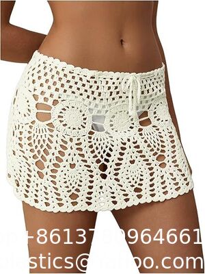 Women'S Crochet Cover Up Skirt High Waist Drawstring Knit Swimsuits Boho Swim Skirts Beach Cover Up,Drawstring Colorful Crochet Shorts for Women,Cute Summer Bottoms Rave Festival supplier