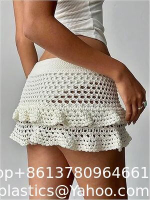 Women'S Crochet Cover Up Skirt High Waist Drawstring Knit Swimsuits Boho Swim Skirts Beach Cover Up,Drawstring Colorful Crochet Shorts for Women,Cute Summer Bottoms Rave Festival supplier
