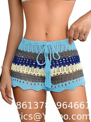 Women'S Crochet Cover Up Skirt High Waist Drawstring Knit Swimsuits Boho Swim Skirts Beach Cover Up,Drawstring Colorful Crochet Shorts for Women,Cute Summer Bottoms Rave Festival supplier