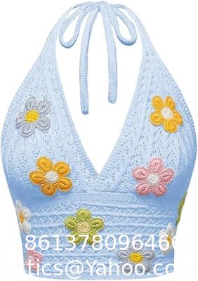 Crochet Halter Top Goth Clothes Hippie Top Boho Crop Tie Backless Knit Cami Tank Crochet Swimsuit Beach Overskirt Swimsuit Cover Ups supplier