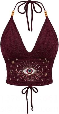 Women'S Plus Size Crochet Halter Crop Top Lace Up Backless Embroidered Hippie Boho Tank Crochet Swimsuit Beach Overskirt Swimsuit Cover Ups supplier