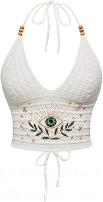 Women'S Plus Size Crochet Halter Crop Top Lace Up Backless Embroidered Hippie Boho Tank Crochet Swimsuit Beach Overskirt Swimsuit Cover Ups supplier