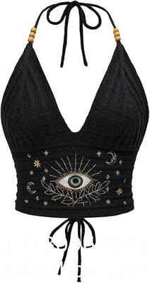 Women'S Plus Size Crochet Halter Crop Top Lace Up Backless Embroidered Hippie Boho Tank Crochet Swimsuit Beach Overskirt Swimsuit Cover Ups supplier