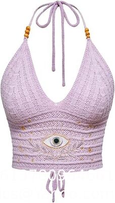 Women'S Plus Size Crochet Halter Crop Top Lace Up Backless Embroidered Hippie Boho Tank Crochet Swimsuit Beach Overskirt Swimsuit Cover Ups supplier