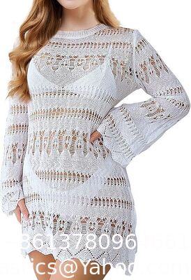 Swimsuit Coverup For Women Crochet Swim Cover Up Bathing Suit Cover Up For Women Mesh Knit Beach Cover Up Crochet Halter Cover Up Dress Hollow Out Backless Sleeveless Bikini Coverups supplier