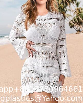 Swimsuit Coverup For Women Crochet Swim Cover Up Bathing Suit Cover Up For Women Mesh Knit Beach Cover Up Crochet Halter Cover Up Dress Hollow Out Backless Sleeveless Bikini Coverups supplier