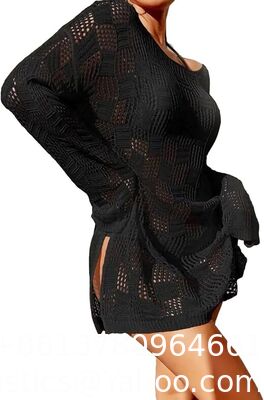 Swimsuit Crochet Swim Cover Up For Women Summer Knit Long Sleeve Swimwear Pullover Beach Dress Swimsuit Bra Set Crochet Bikini Handmade Knitted supplier