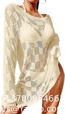 Swimsuit Crochet Swim Cover Up For Women Summer Knit Long Sleeve Swimwear Pullover Beach Dress Swimsuit Bra Set Crochet Bikini Handmade Knitted supplier