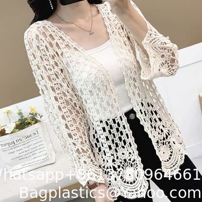 Long Sleeve Cardigan Hollow Out Women Crochet Cardigan Lightweight Tie Front Hollow Out Long Sleeves Summer Knit Cover Cardigans Open Front Scalloped Mesh Beach Shrug Coat Beige supplier
