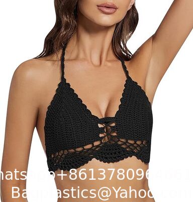 Women Crochet Bikini Halter Bralette Backless Camisole Knit Bra Tops Summer Beachwear Swimwear Cover Up Fashion Beach Hand Crochet Shawl Capelet supplier