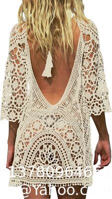 Swimwear Cover Up Fashion Beach Hand Crochet Women'S Crochet Lace Bikini Swimsuit Cover Up – Lightweight Hollow Out Bathing Suit Cover For Vacation, Pool, Resort supplier