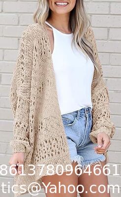 Womens Crochet Cardigan Sweater Kimonos Boho Solid Color Oversized Fall Open Front Outwear Crochet Cardigan Tie Front Hollow Out Long Sleeves Summer Knit Cover Cardigans supplier