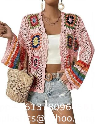 Shawl Capelet Skirt Knitted Texture One-Piece Short Hand Crochet Shawl Floral Crochet Cardigans For Women Trendy Spring Summer Hollow Out Open Front Boho Cardigan Sweater Tops supplier
