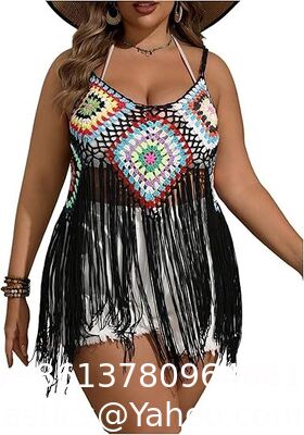 Swimsuit Cover Ups Fashion Accessories Swimsuit Bra Set Crochet Bikini Women's Plus Size Floral Crochet Cami Top Boho Hollow Out Fringe Sleeveless Cover Up Tops supplier