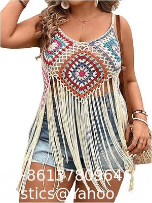 Swimsuit Cover Ups Fashion Accessories Swimsuit Bra Set Crochet Bikini Women's Plus Size Floral Crochet Cami Top Boho Hollow Out Fringe Sleeveless Cover Up Tops supplier